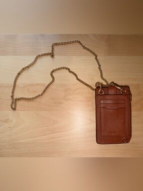 Coach pebble leather crossbody phone holder & wallet w/ zip side pocket